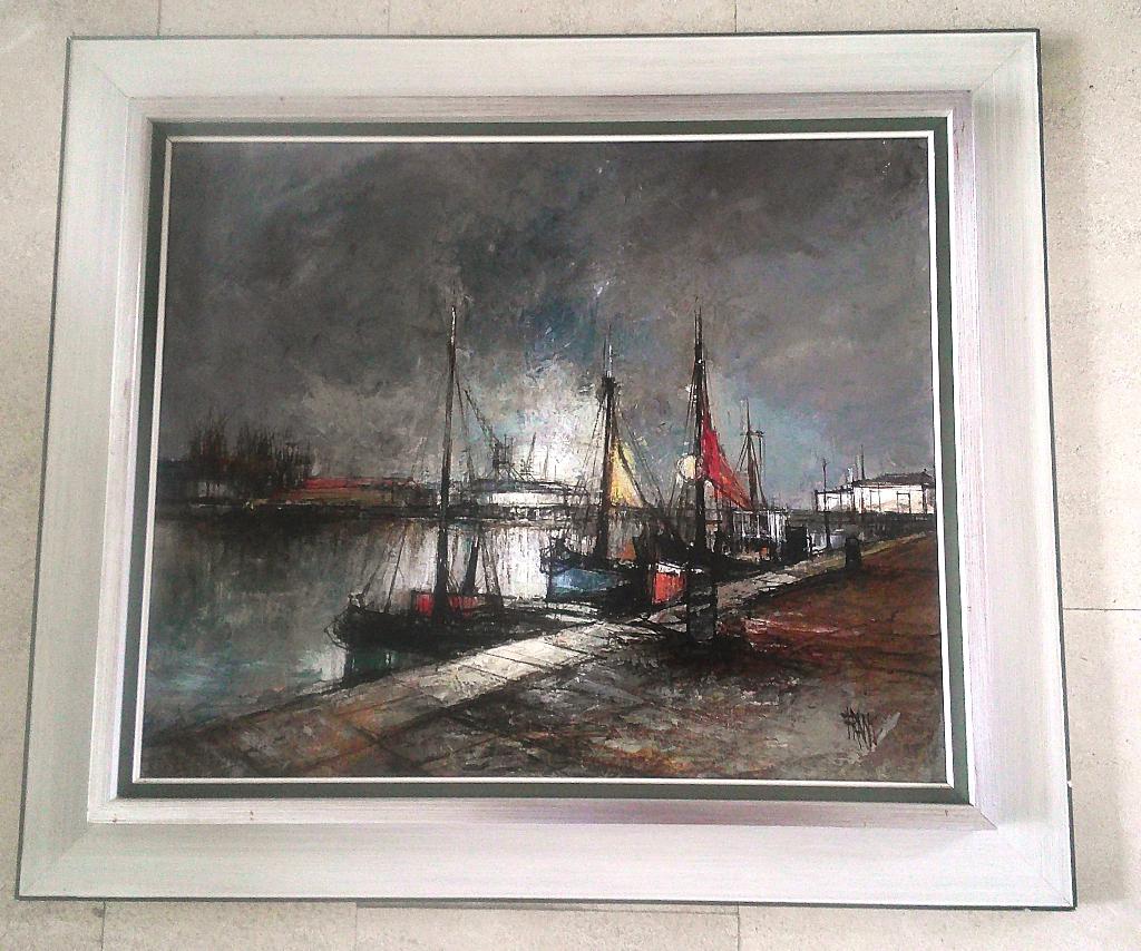 Franse haven bij maanlicht ca.1975 - Francois Franc 1926-'89, Ophalen of Verzenden