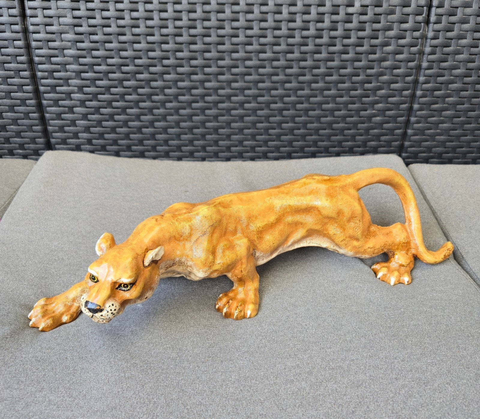 Groot & zwaar gietijzeren panter beeld, Antiek en Kunst, Ophalen