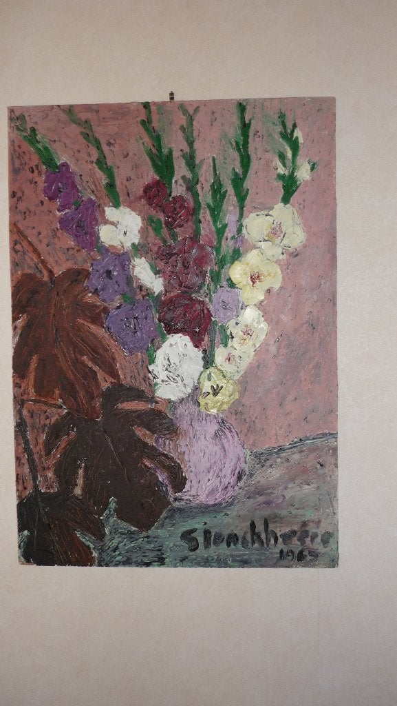Origineel schilderij G. Jonckheere Bloemen op paneel, Antiek en Kunst, Kunst | Schilderijen | Klassiek, Bloemen, Ophalen of Verzenden