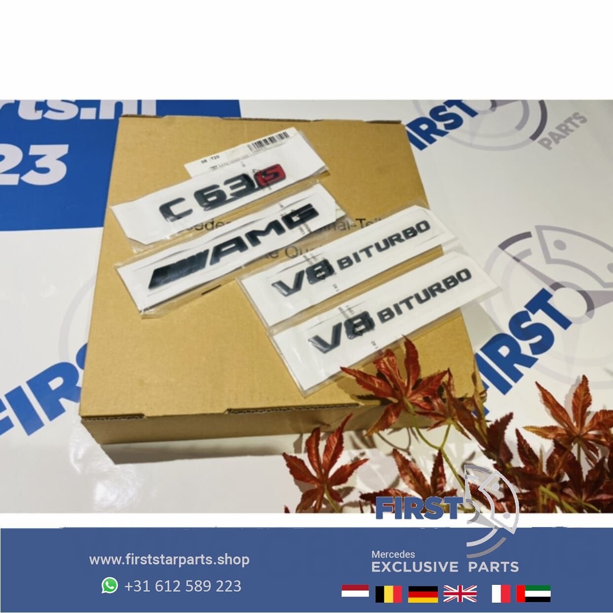 W205 C63S AMG LOGO SET ZWART EMBLEMEN SET Mercedes C KLASSE, Utilisé, -, -, Enlèvement ou Envoi