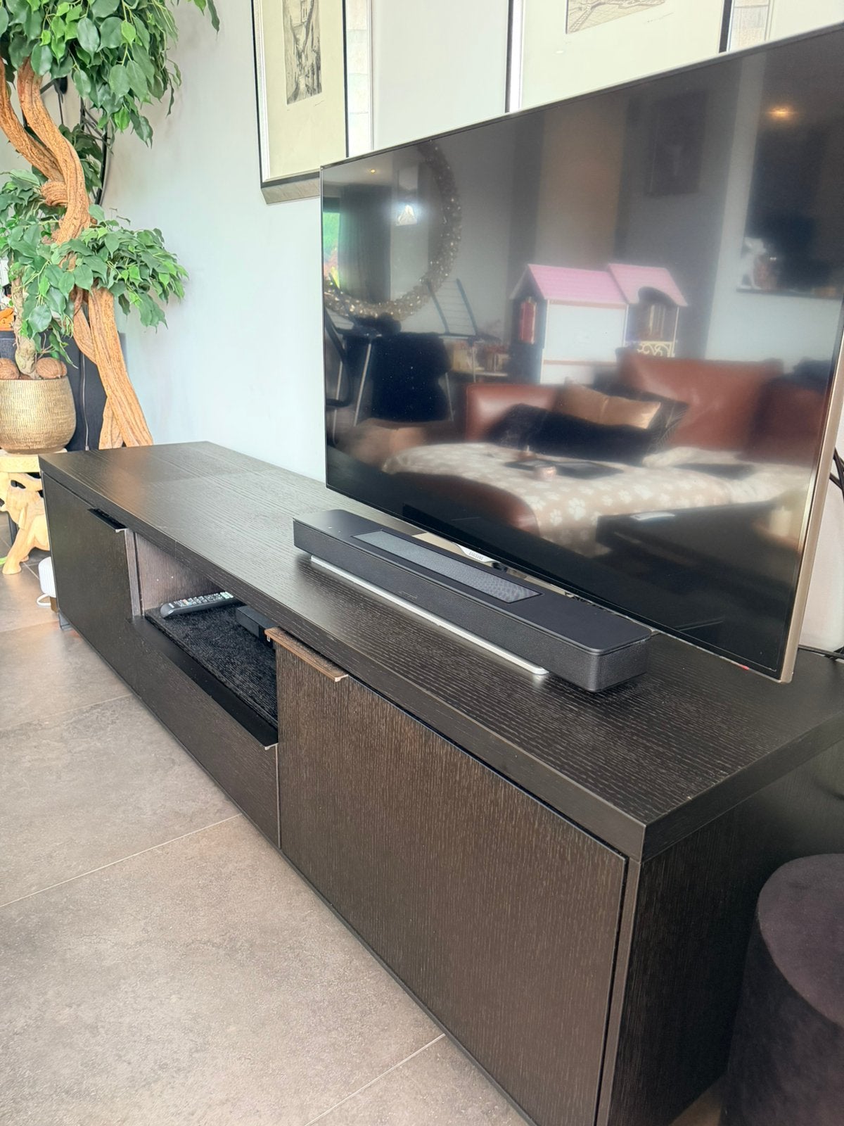 Modern TV-meubel-zwart eik, Ophalen, Gebruikt, Eikenhout, Modern