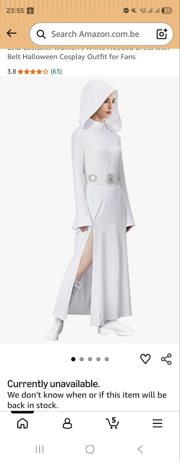 Leia Costume Women's White Hooded Dress with Belt xl, Ophalen of Verzenden, Maat 46/48 (XL) of groter