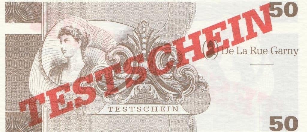 4 Test Noten De La Rue Garny, Testschein Duitsland unc, Ophalen of Verzenden, Nieuw