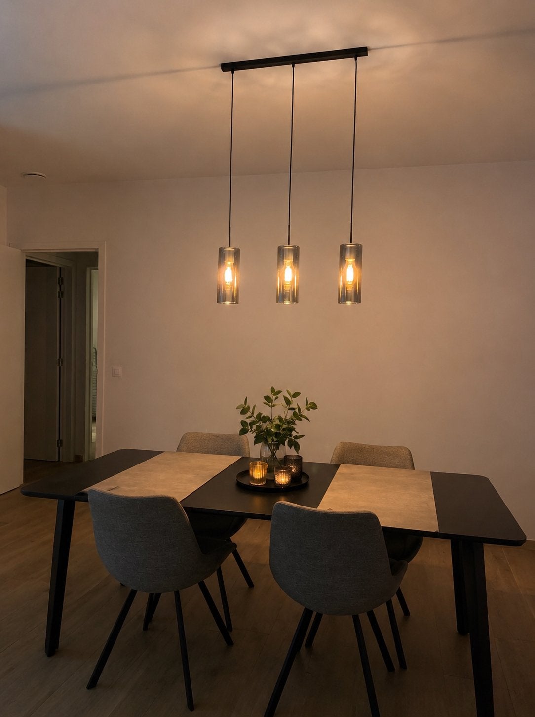 Hanglamp met 3 glazen kokers, Enlèvement, Comme neuf