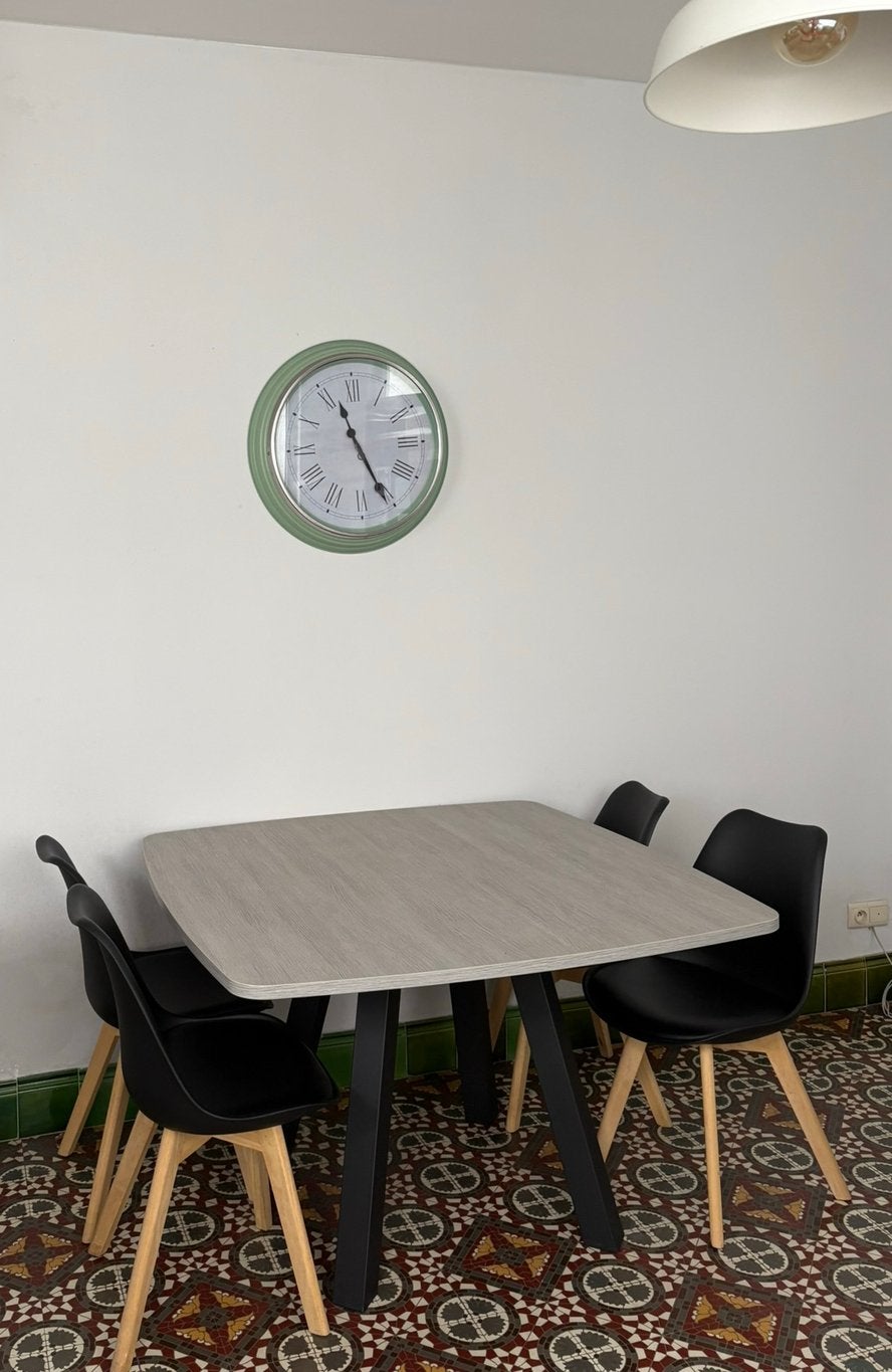 Tafel (120x120cm) en 4 stoelen, Huis en Inrichting, Ophalen, Gebruikt, Vierkant, Vier personen