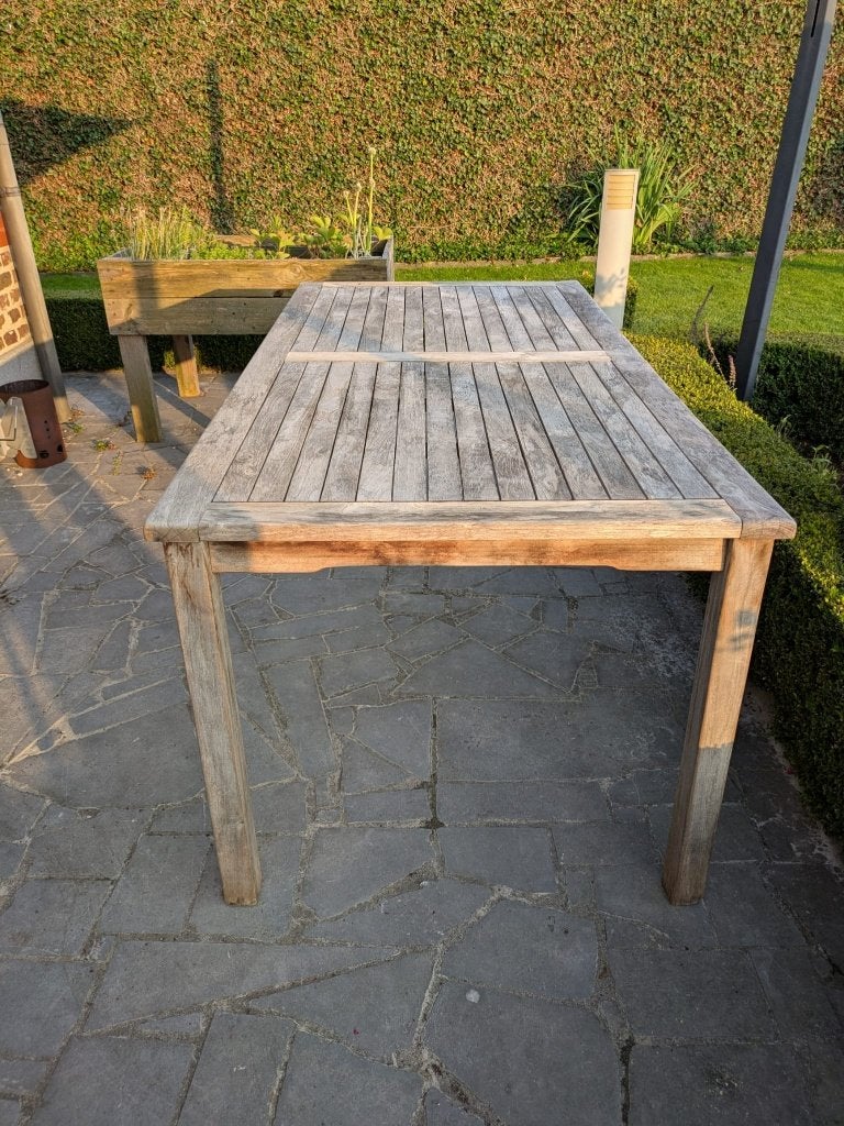 Tuintafel en stoelen, Tuin en Terras, Ophalen, 4 zitplaatsen, Gebruikt, Teakhout