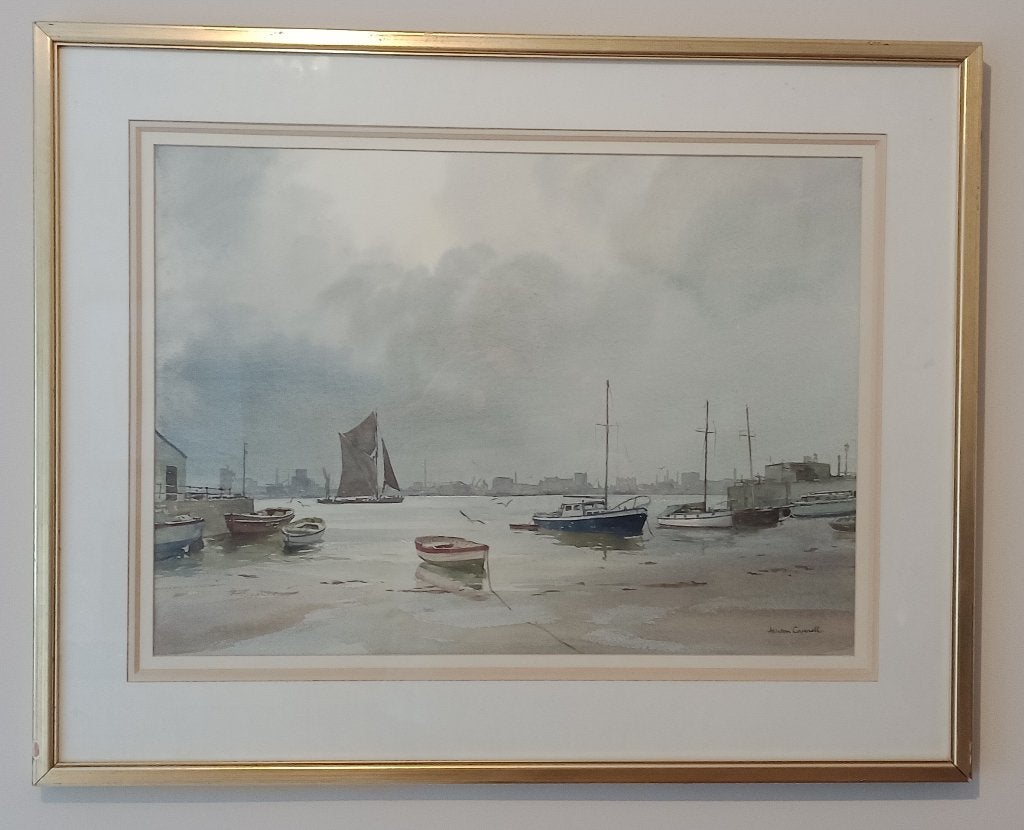 EDWARD ASHTON CANNELL Marine aquarel, Ophalen, Maritiem / water, Overige stijlen, Bijzondere lijst
