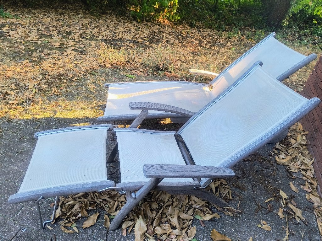 Gloster ligbed + stoel, Tuin en Terras, Ophalen, Gebruikt, Textileen, Verstelbaar