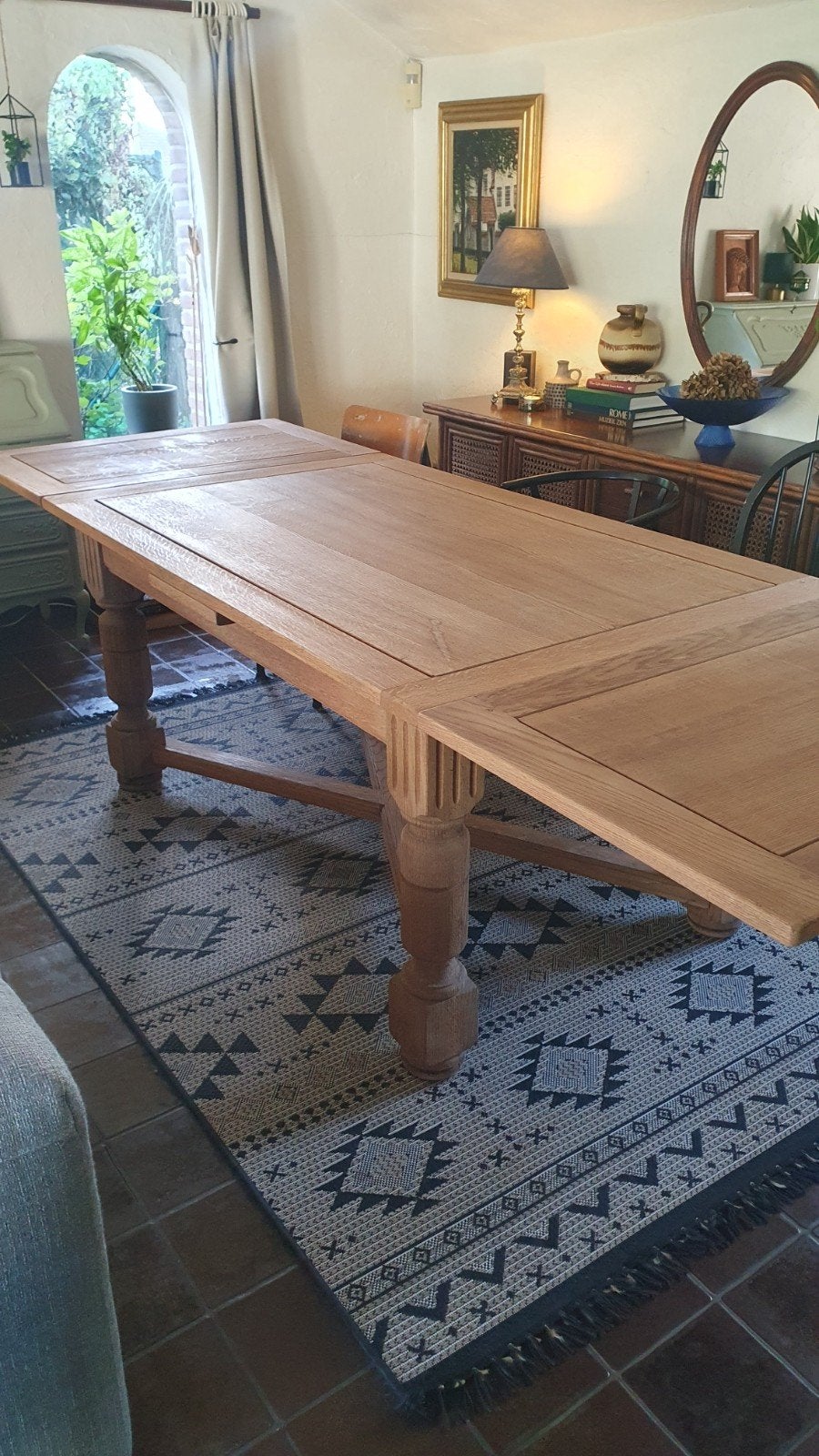 Prachtige gezandstraalde eiken kloostertafel – Uitschuifbaar, Enlèvement, Chêne
