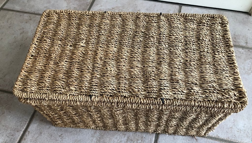 Rotan/vlas Mand (L40 x B25 x H18) (2 stuks), Ophalen, Overige materialen, Mand, Zo goed als nieuw
