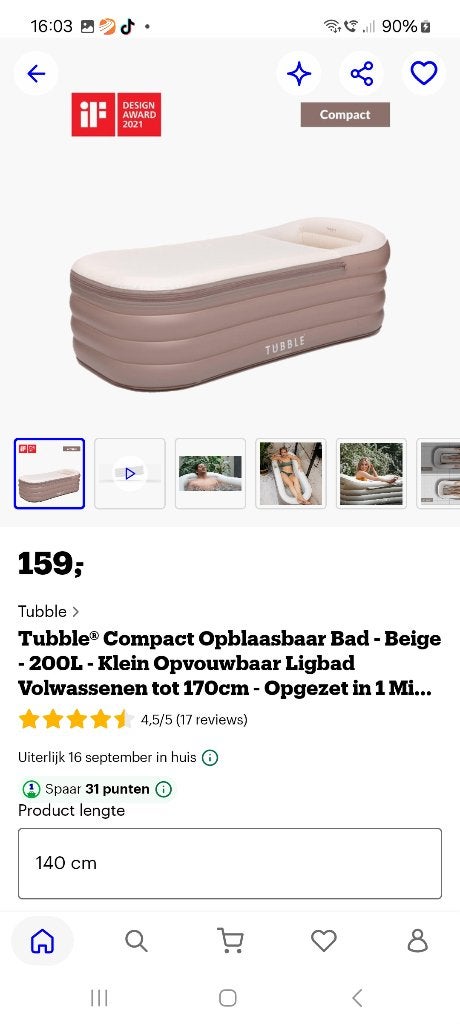 Opblaasbaar bad, Tuin en Terras, Ophalen, Zo goed als nieuw, Afdekzeil, Opblaasbaar
