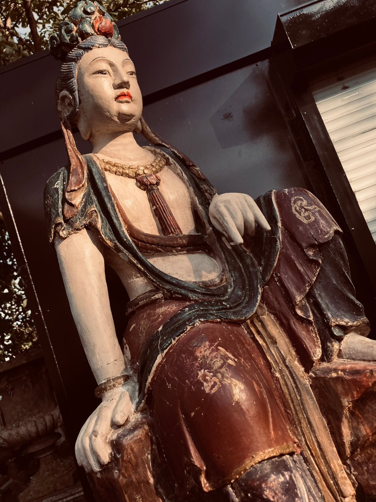 antiek Chinees houten polychrome Guanyin beeld !!!, Ophalen, Beeld