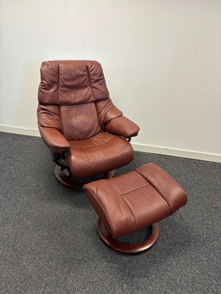 Stressless Reno Relaxfauteuil + Hocker /Topcomfort & Design, Ophalen, Scandinavisch design, Gebruikt, 75 tot 100 cm
