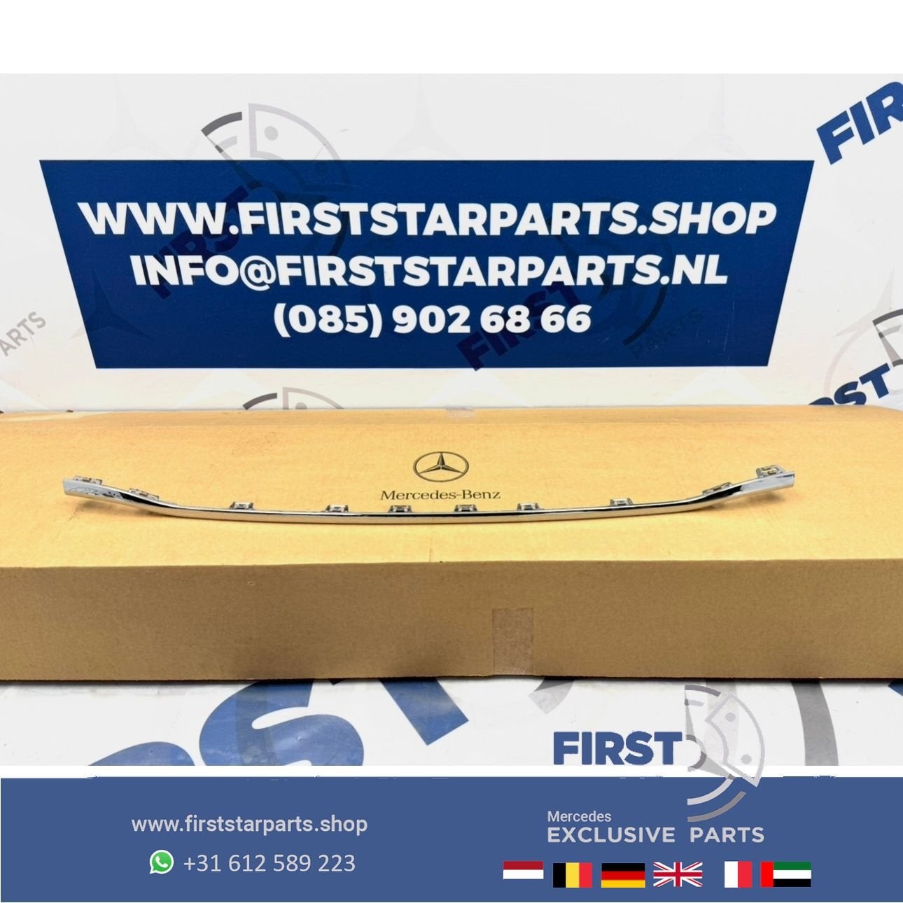 W206 BUMPER SIERLIJST CHROOM ACHTERZIJDE A2068856203 ACHTERB, Gebruikt, -, Ophalen of Verzenden, Bumper