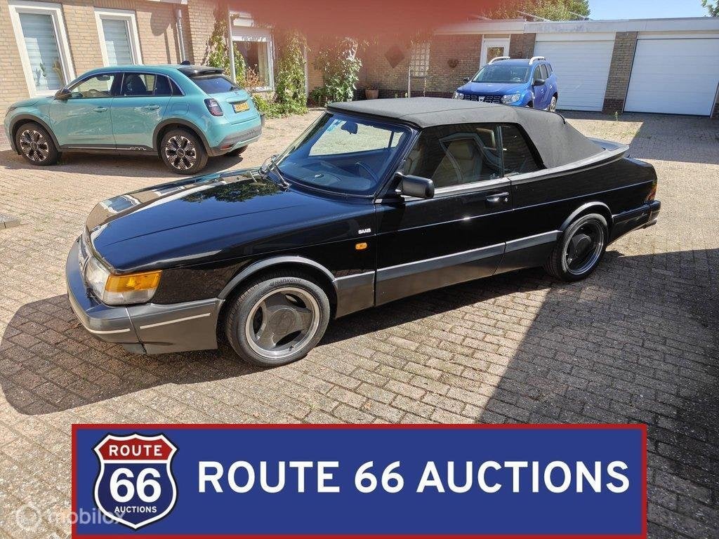 Saab 900 Turbo 16S Cabriolet | 1993 | Route 66 Auctions, Zwart, Bedrijf, Handgeschakeld, Overige carrosserie