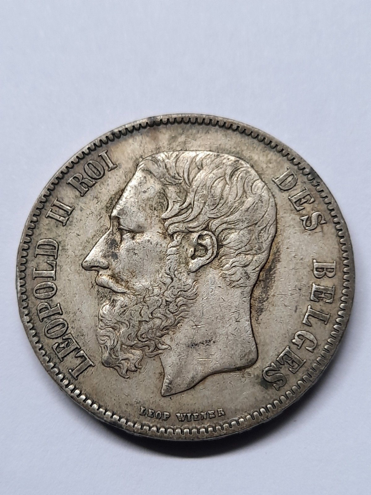 leopold ll   5 franc  1871 positie A, Ophalen of Verzenden