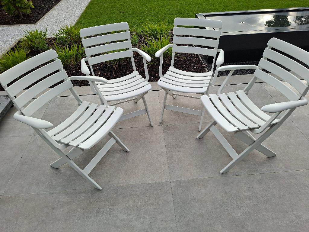 4 witte Rovergarden tuinstoelen – inklapbaar – made in Italy, Tuin en Terras, Tuinstoelen, Ophalen, Gebruikt, Kunststof, Inklapbaar