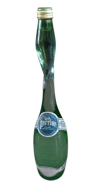 grande bouteille Perrier ancienne à col torsadé. remplie., Collections, Marques & Objets publicitaires, Emballage, B, B, Comme neuf
