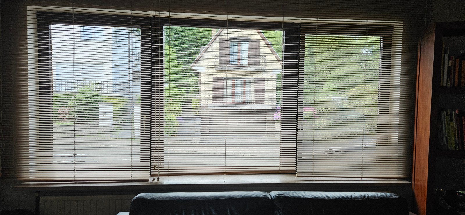 Raamdecoratie -houten jaloezien, Ophalen, Gebruikt, 100 tot 150 cm, Houten jaloezien