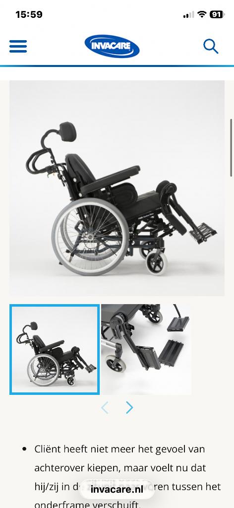 Kantelrolstoel Rea Azalea Max van Invacare, Diversen, Rolstoelen, Ophalen, Gebruikt