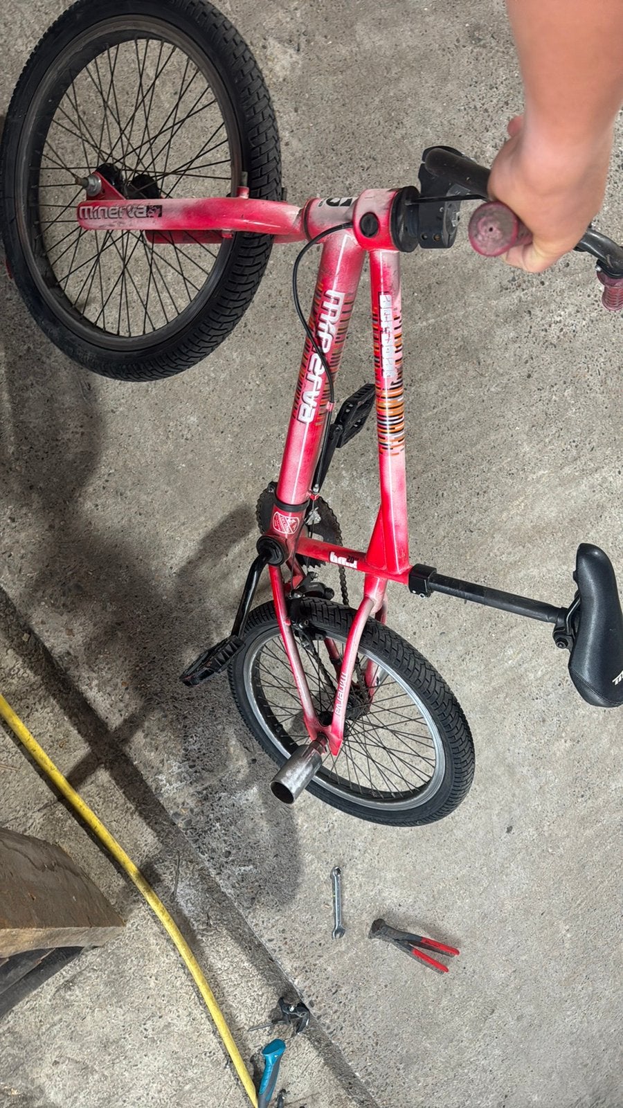 Rode kinder BMX, Ophalen, Velgrem, Aluminium, Stuur 360° draaibaar