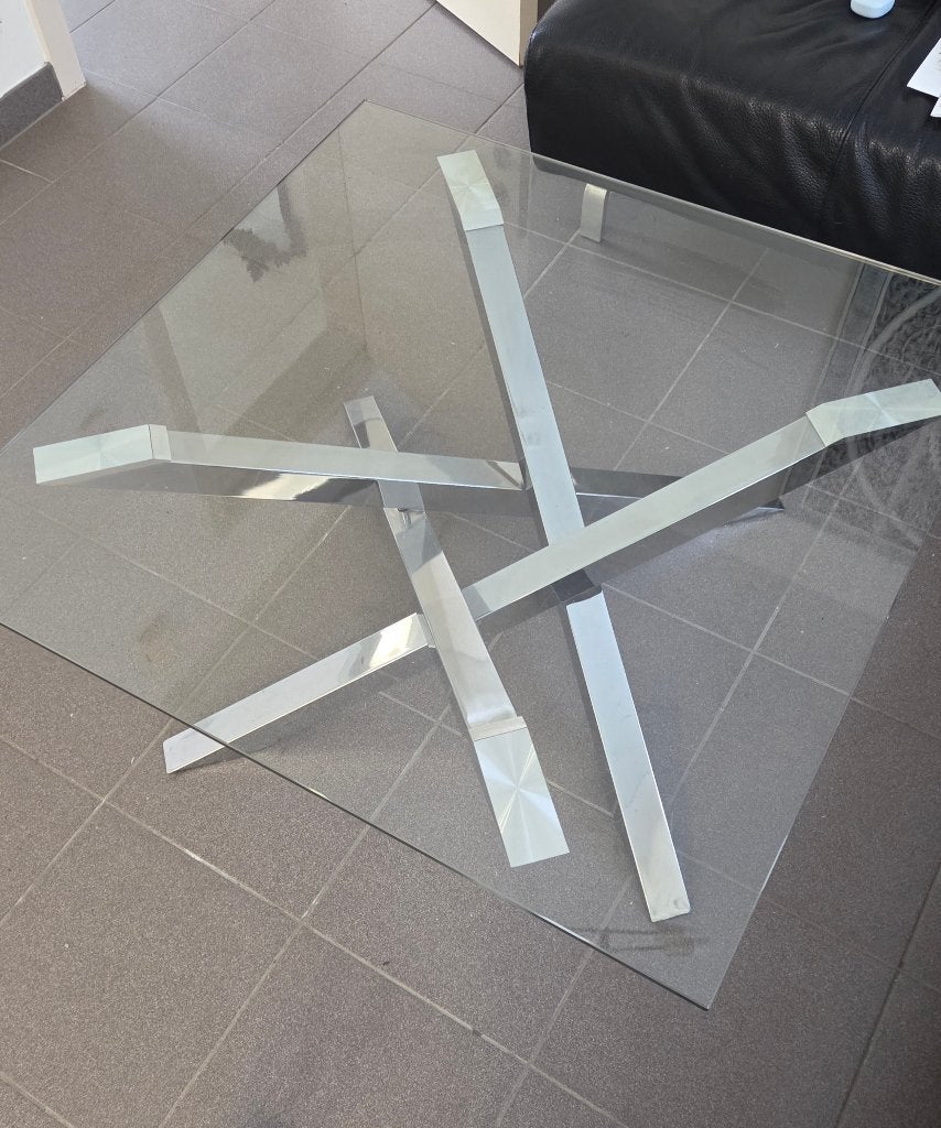 Design woonkamertafel, Huis en Inrichting, Tafels | Salontafels, Ophalen, Zo goed als nieuw, Glas