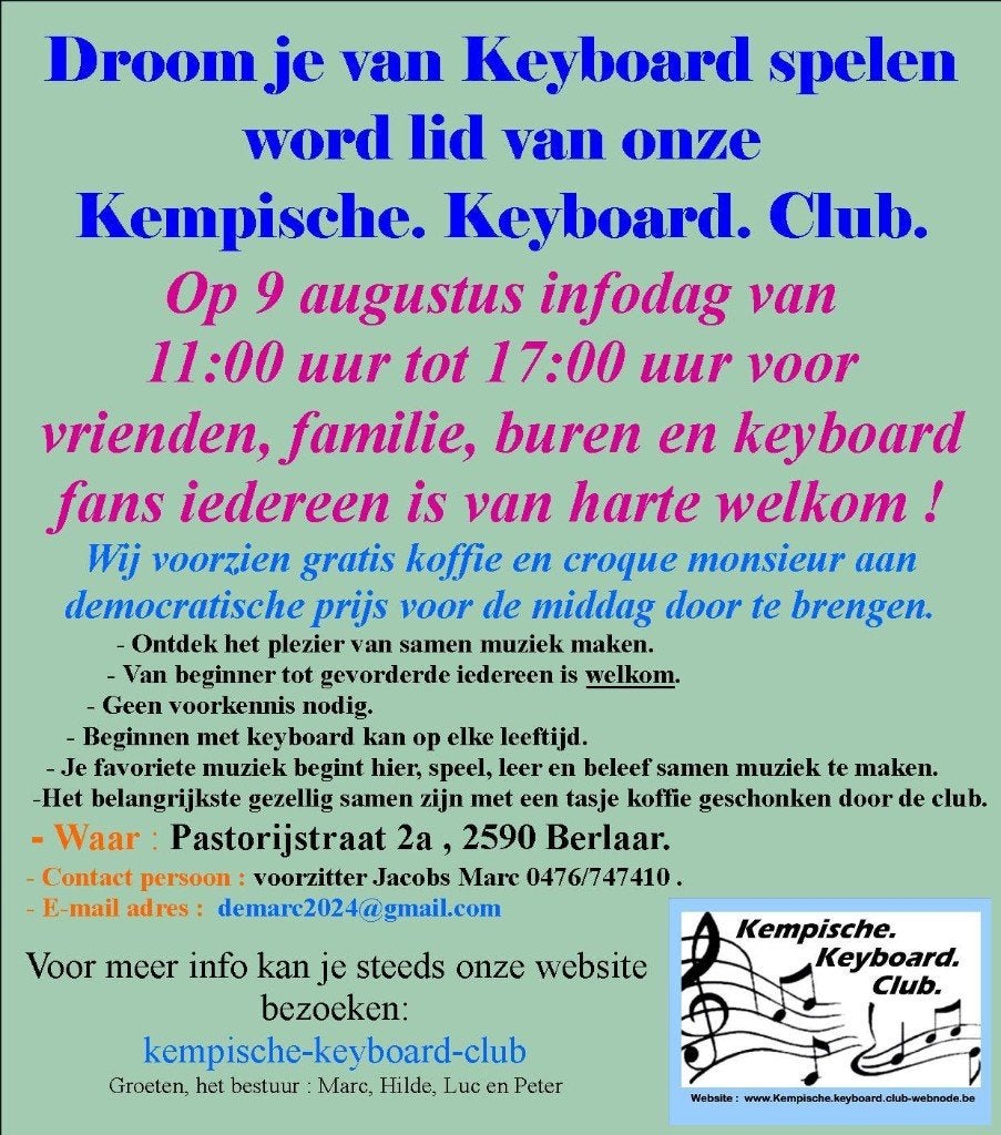 Genos keyboard lessen 9 augustus info dag van 11u tot 17u, Enlèvement, Yamaha