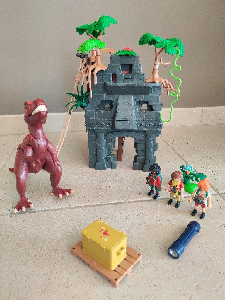 playmobil basiskamp van avonturiers met dino T-rex, Ophalen, Complete set, Zo goed als nieuw, Kasteel/Fort
