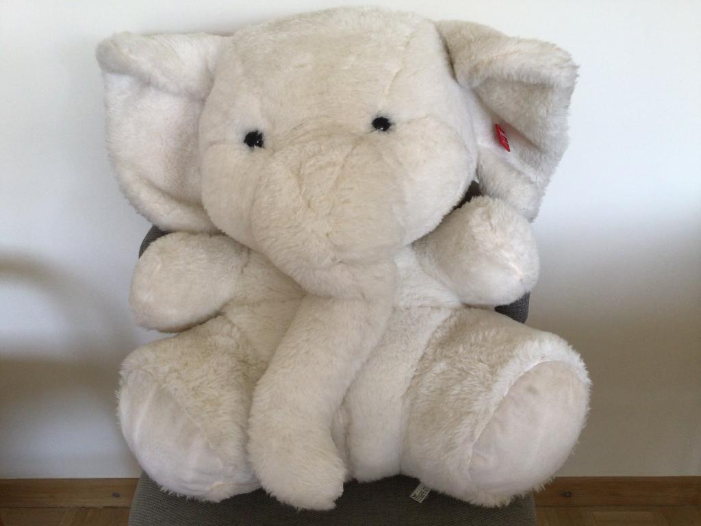 Peluche éléphant, Enlèvement, Comme neuf, Blanc, Éléphant
