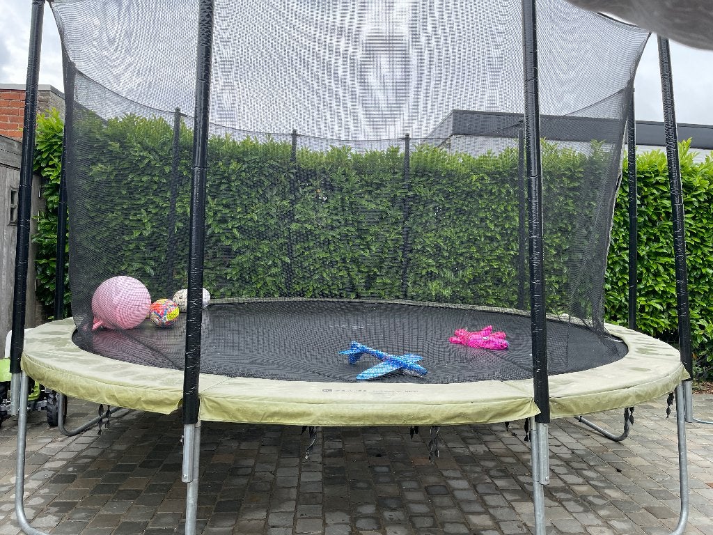 Trampoline 4m20 met net, Ophalen, Gebruikt