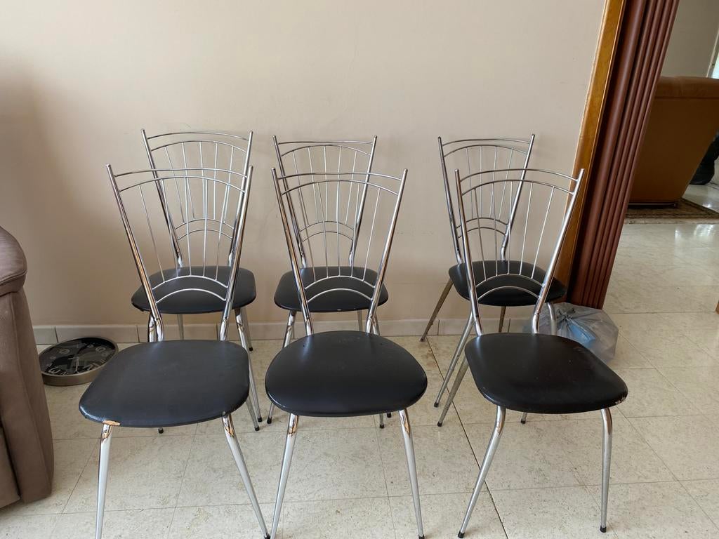 Set vintage keukenstoelen, Ophalen, Gebruikt, Zwart, Vintage