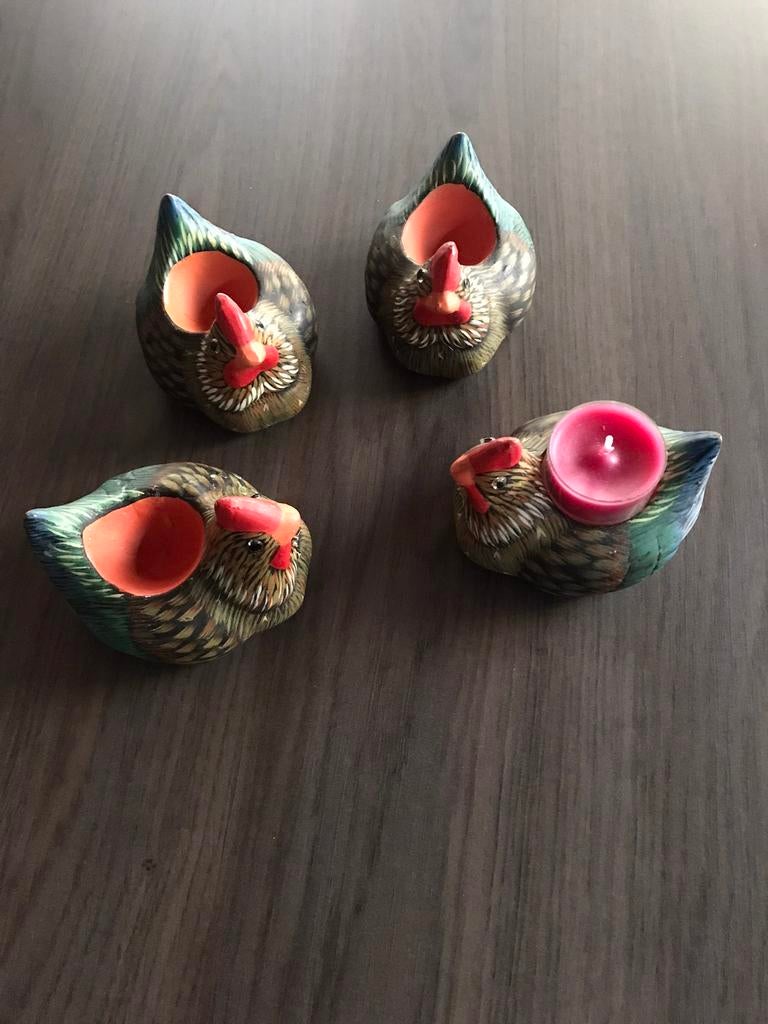 Decoratie 5 stenen kippen, Huis en Inrichting, Ophalen, Gebruikt