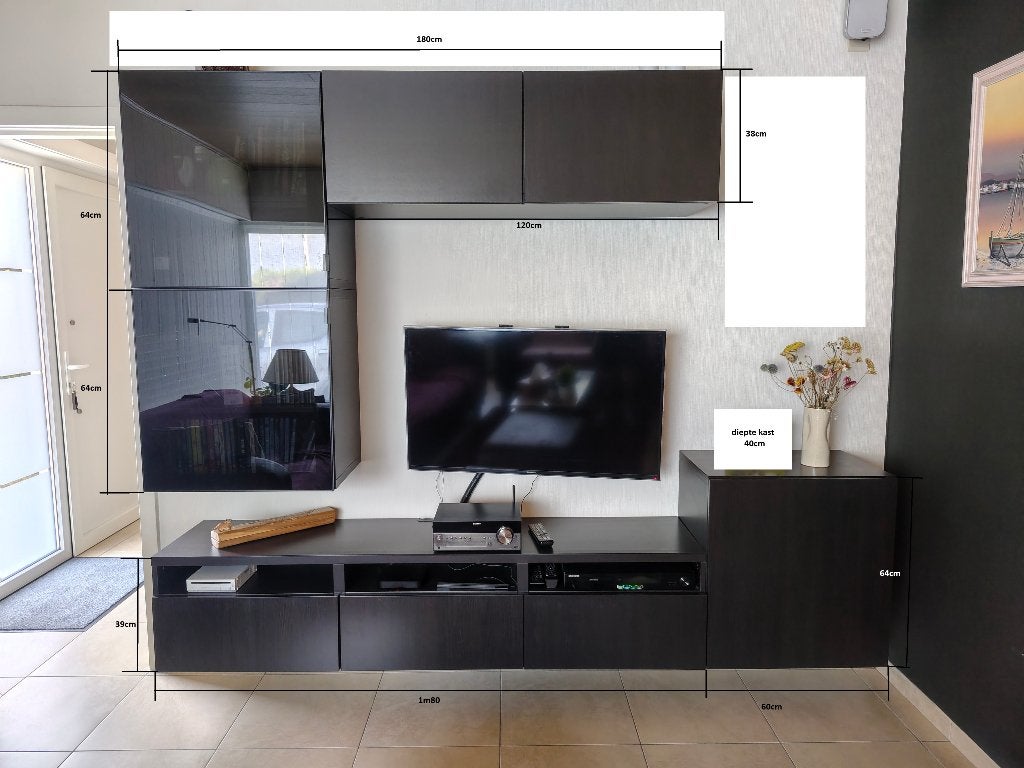 Zwarte tv kast, Huis en Inrichting, Kasten |Televisiemeubels, Ophalen, Zwart matte kast, Zo goed als nieuw, 200 cm of meer