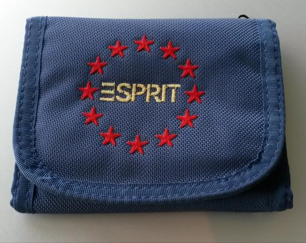 Esprit blauwe stoffen portefeuille met velcro, Handtassen en Accessoires, Portemonnees, Ophalen of Verzenden, Gebruikt, Blauw