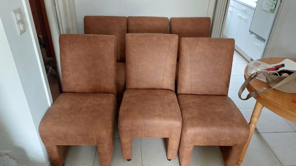 6 eetstoelen, Huis en Inrichting, Ophalen, Cognac-kleur., Bruin, Zo goed als nieuw
