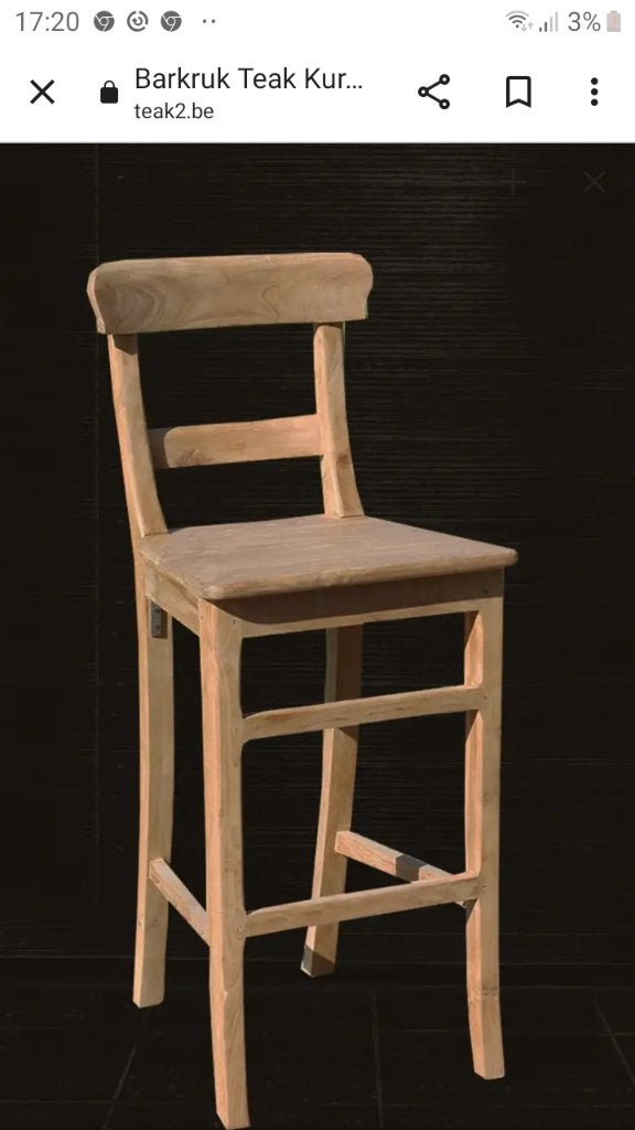 vieux tabouret de bar en teck récupéré, Neuf, 90 cm ou plus, 1 tabouret, Avec repose-pieds