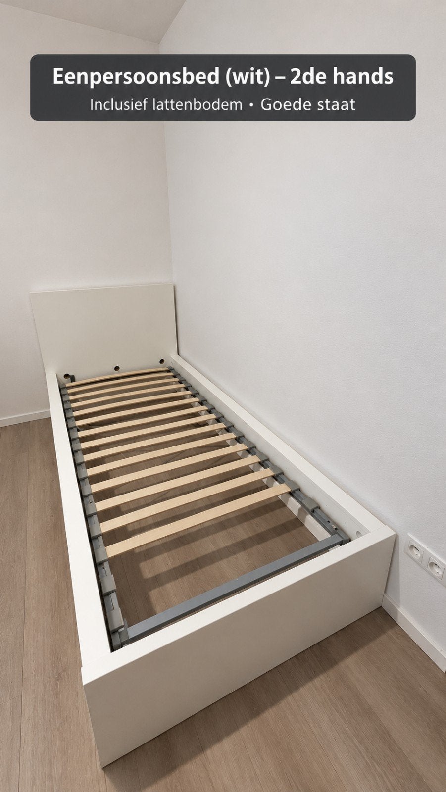 Een persoons bed tekoop, Huis en Inrichting, Ophalen, Wit