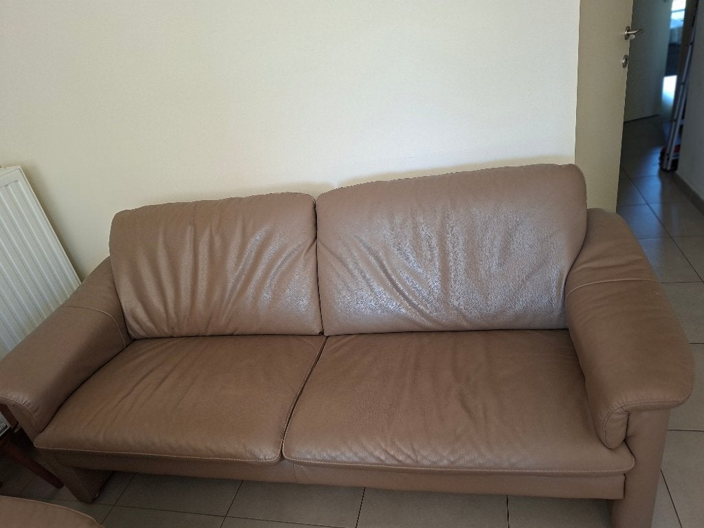 3 zit zetel camel kleur, Huis en Inrichting, 150 tot 200 cm, Driepersoons, Zo goed als nieuw, Rechte bank