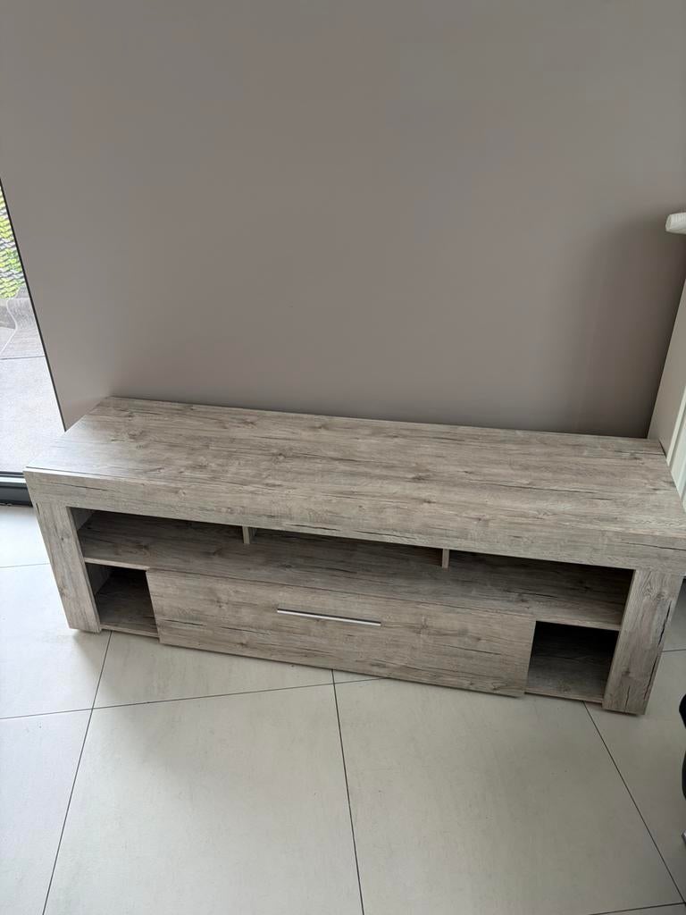 Meuble TV / meuble de rangement style bois gris – 150 cm, Ophalen, Zo goed als nieuw