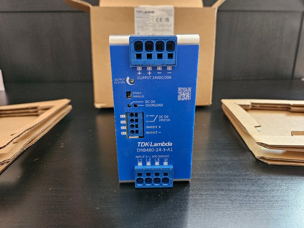 DIN-Rail voeding 3 fase 480W 24V TDK-LAMBDA DRB480-24-3-A1, Ophalen of Verzenden, Nieuw, Elektriciteit