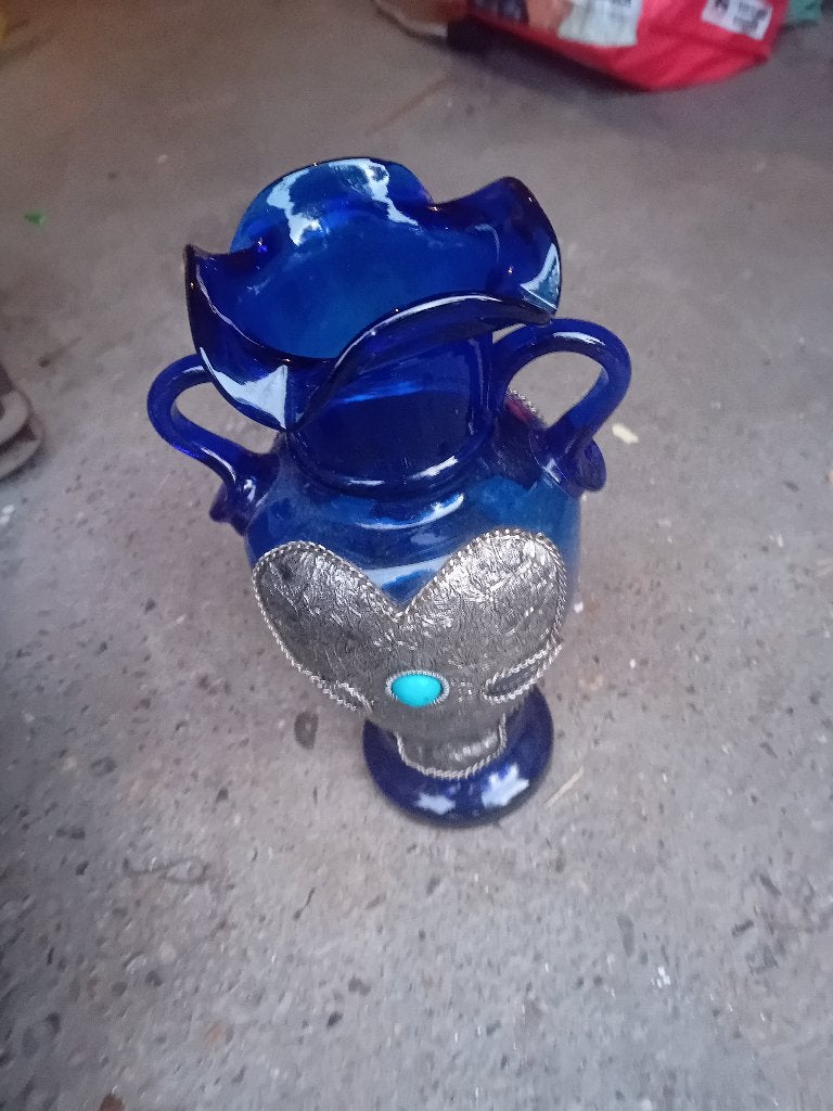 Vase vintage  Turquie  verre souffle, Enlèvement ou Envoi
