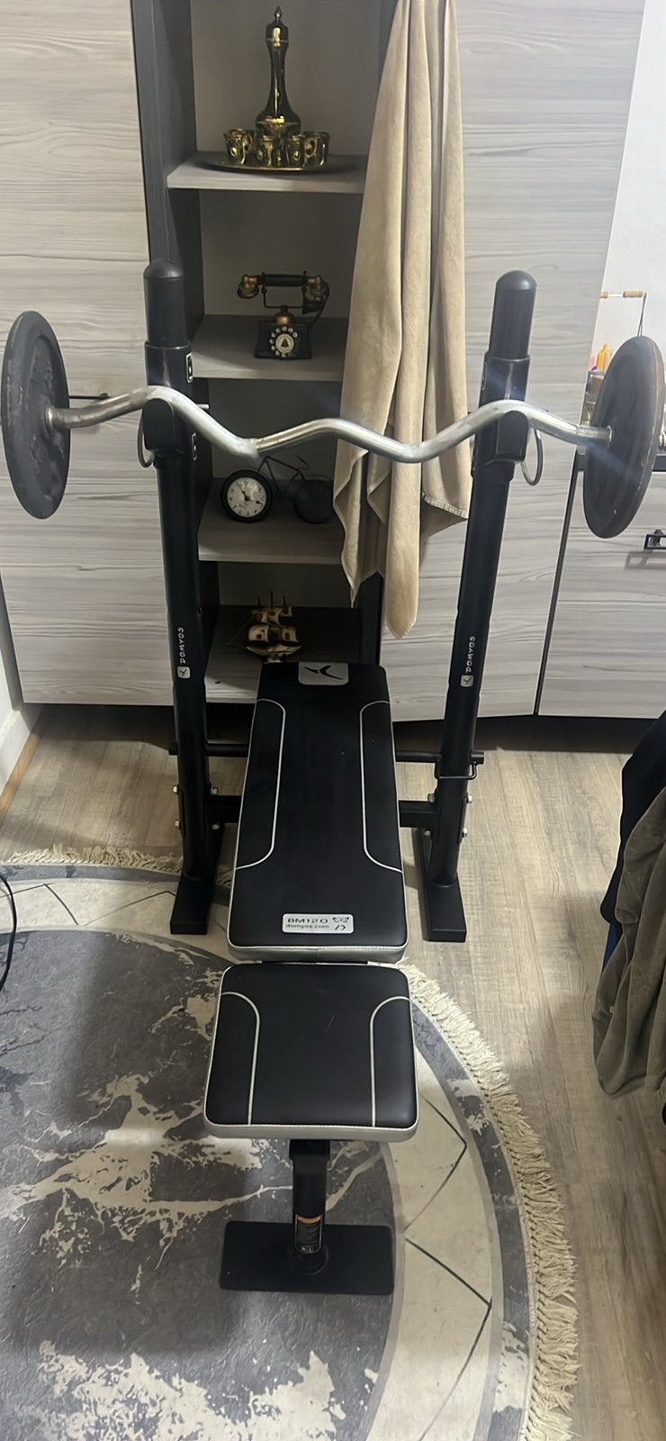 Banc de musculation inclinable Domyos  barre et 2 fois 10kg, Enlèvement, Comme neuf