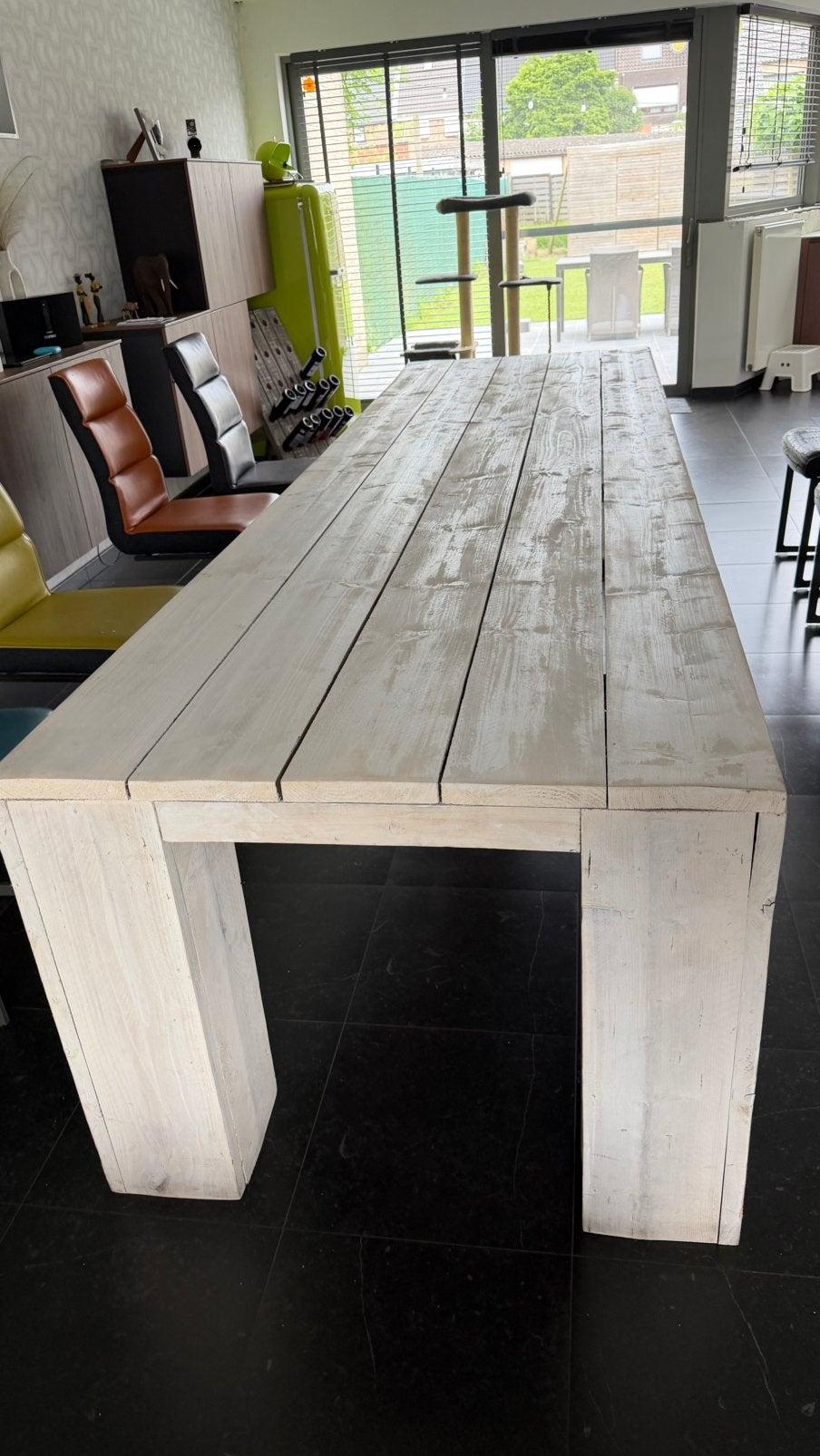 Tafel in steigerhout, Ophalen, Gebruikt, 100 tot 150 cm, 200 cm of meer