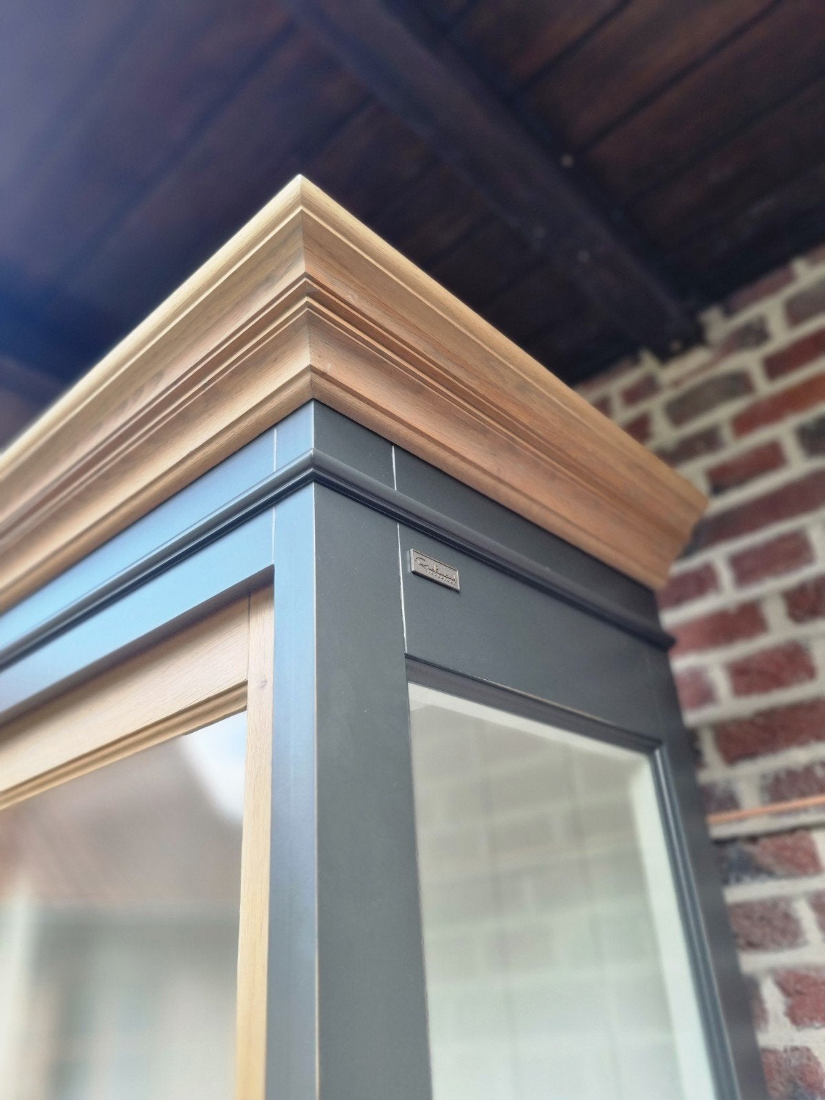Eiken buffetkast/vitrinekast GRATIS LEVERING, Huis en Inrichting, Kasten | Buffetkasten, Eikenhout, 100 tot 150 cm, 200 cm of meer