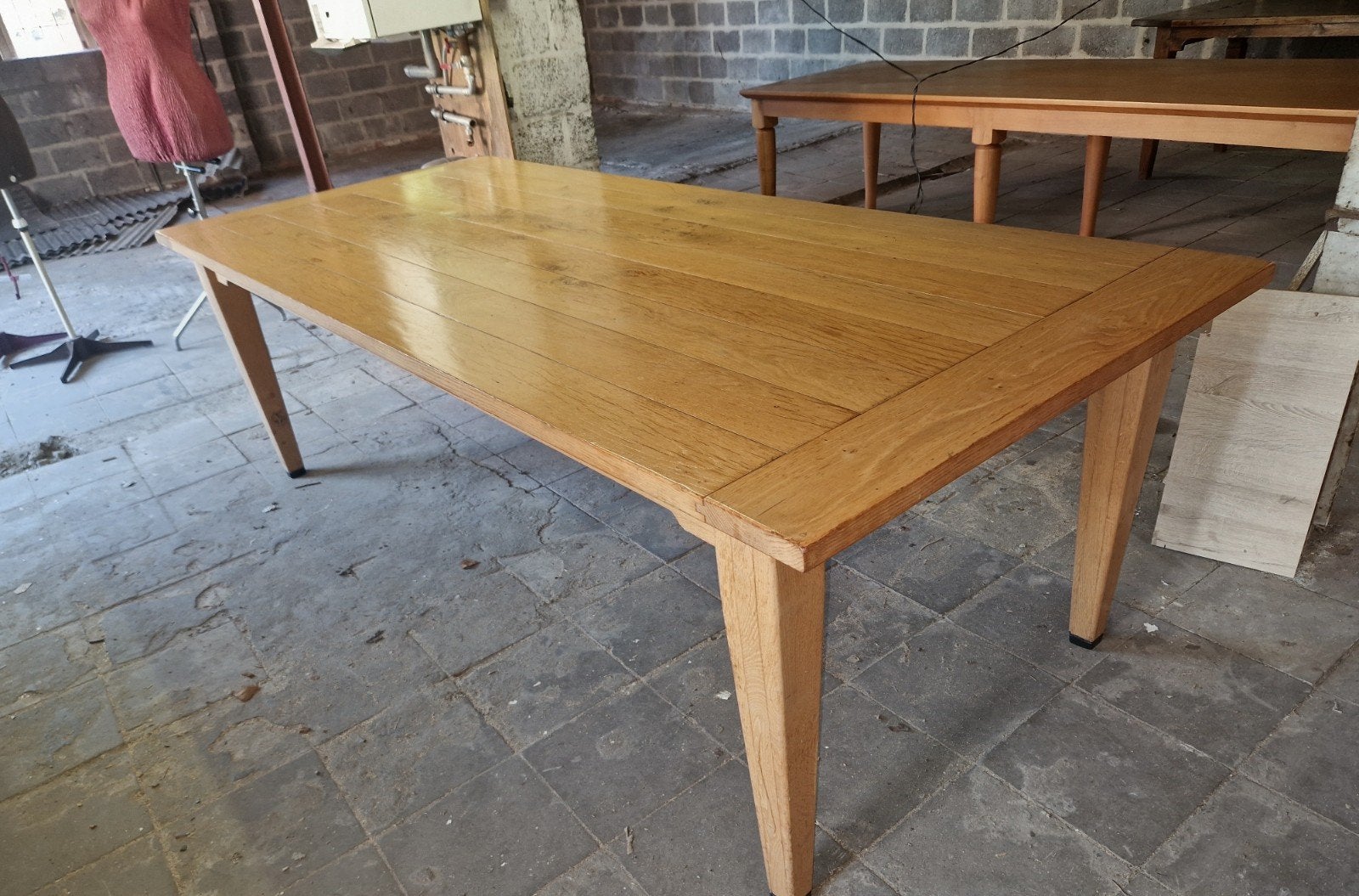 Massief eiken kloostertafel boerentafel, Ophalen, Eikenhout