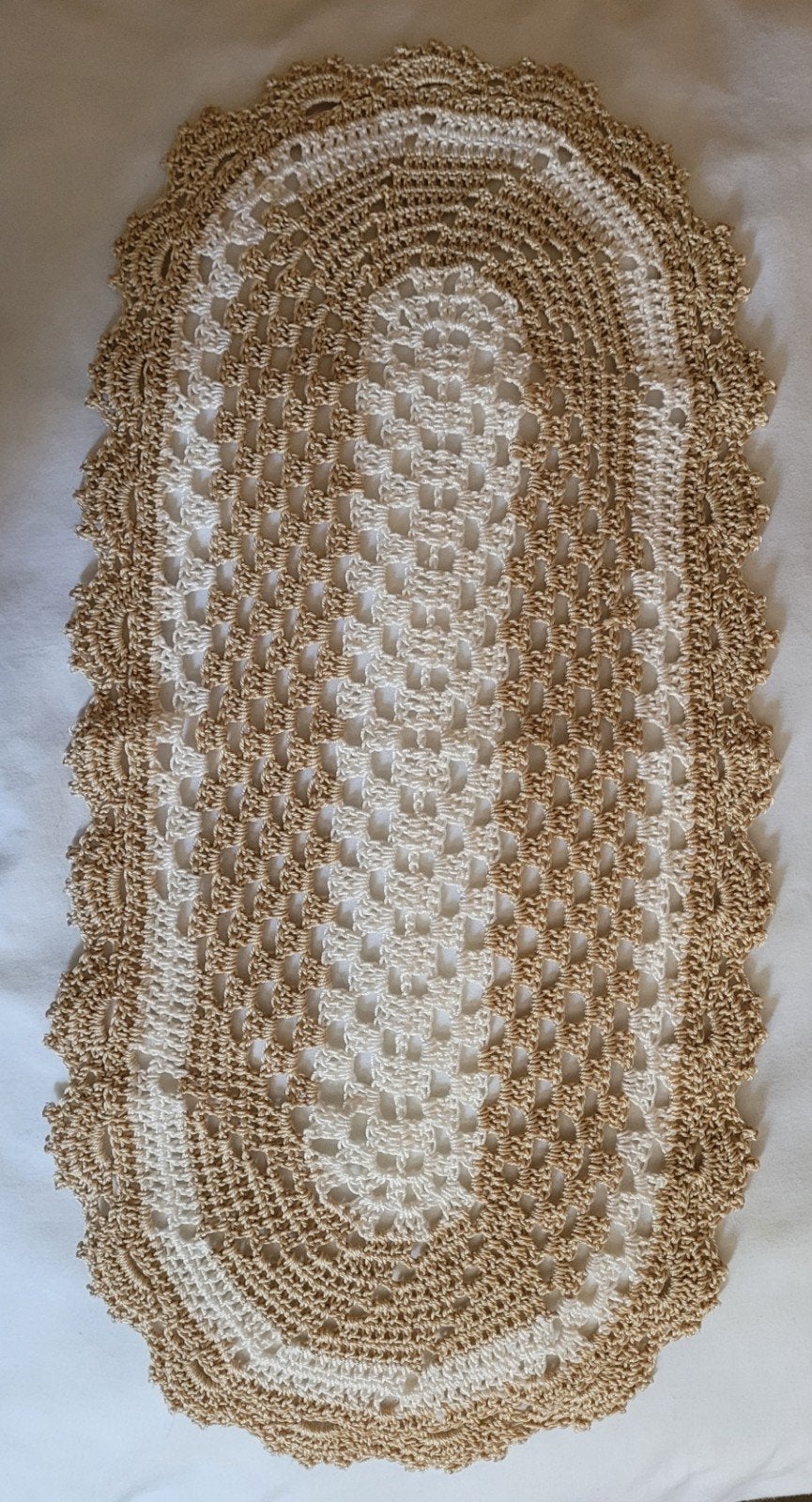 Napperon ovale fait main au crochet - 100% Coton (40 x 20 cm, Neuf, Autres types, 40 cm, 20 cm
