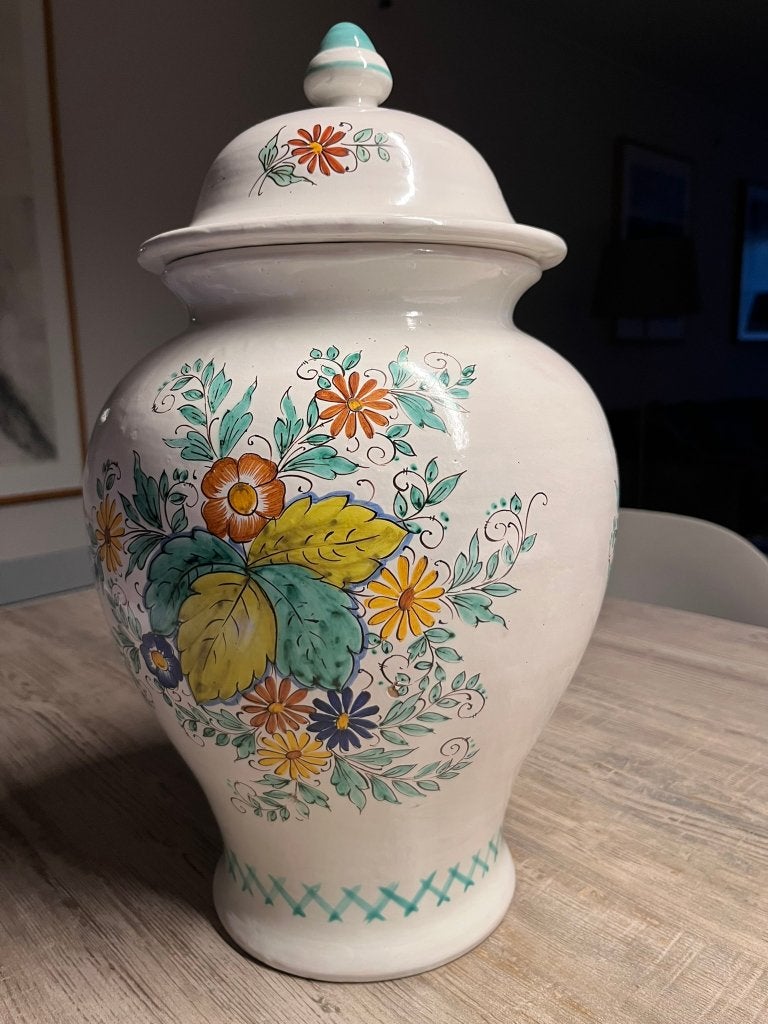 Vase et couvercle peints à la main italiens — Cerva Italia, Antiquités & Art, Enlèvement