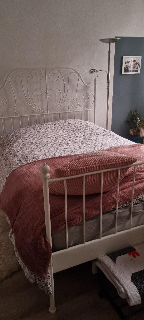 Tweepersoonsbed 140x200, Ophalen, Overige materialen, Gebruikt, Wit
