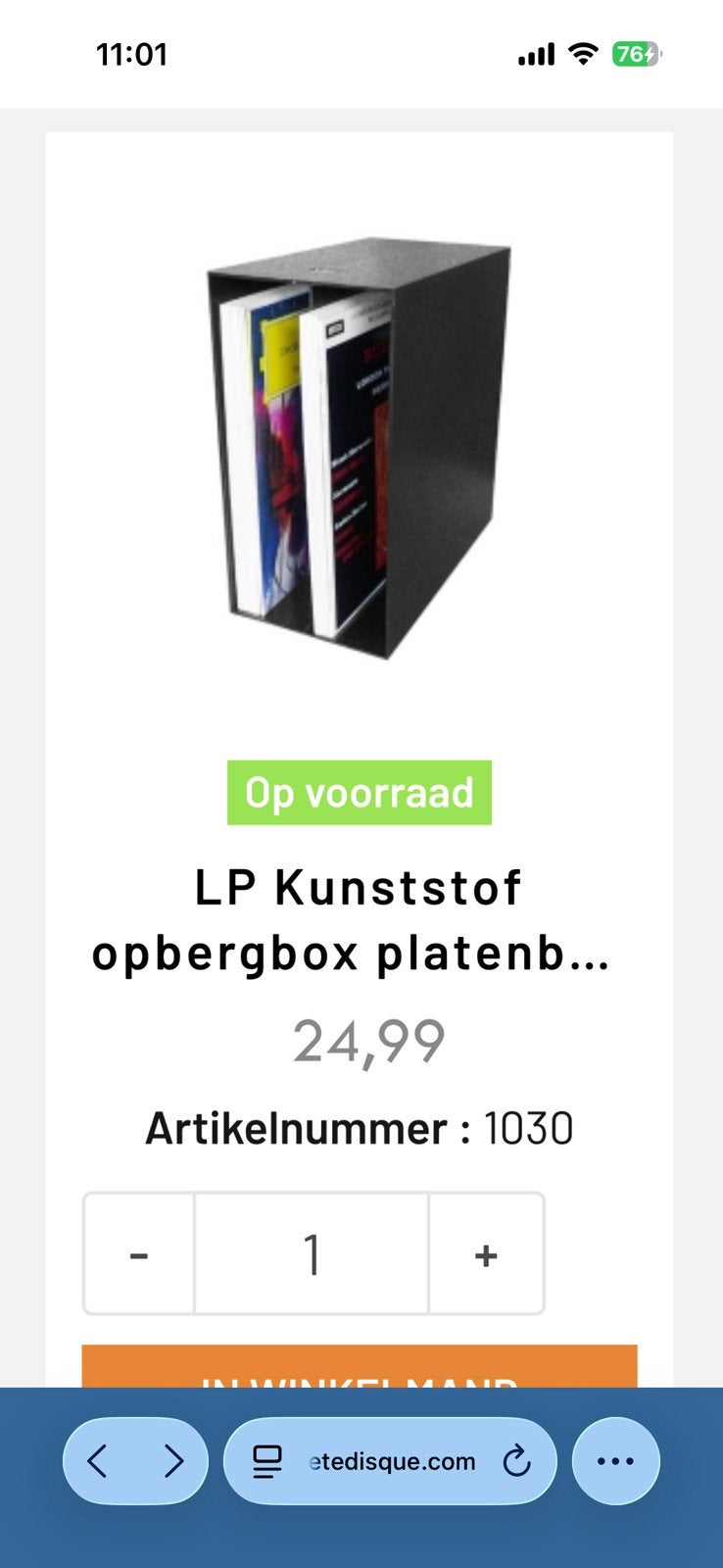 Lp opbergboxen 8 stuks, Ophalen, Zo goed als nieuw
