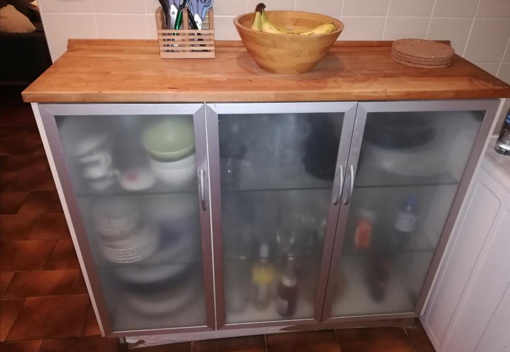 Vitrinekast keuken, Huis en Inrichting, Ophalen, Overige materialen, 100 tot 150 cm, Neutraal